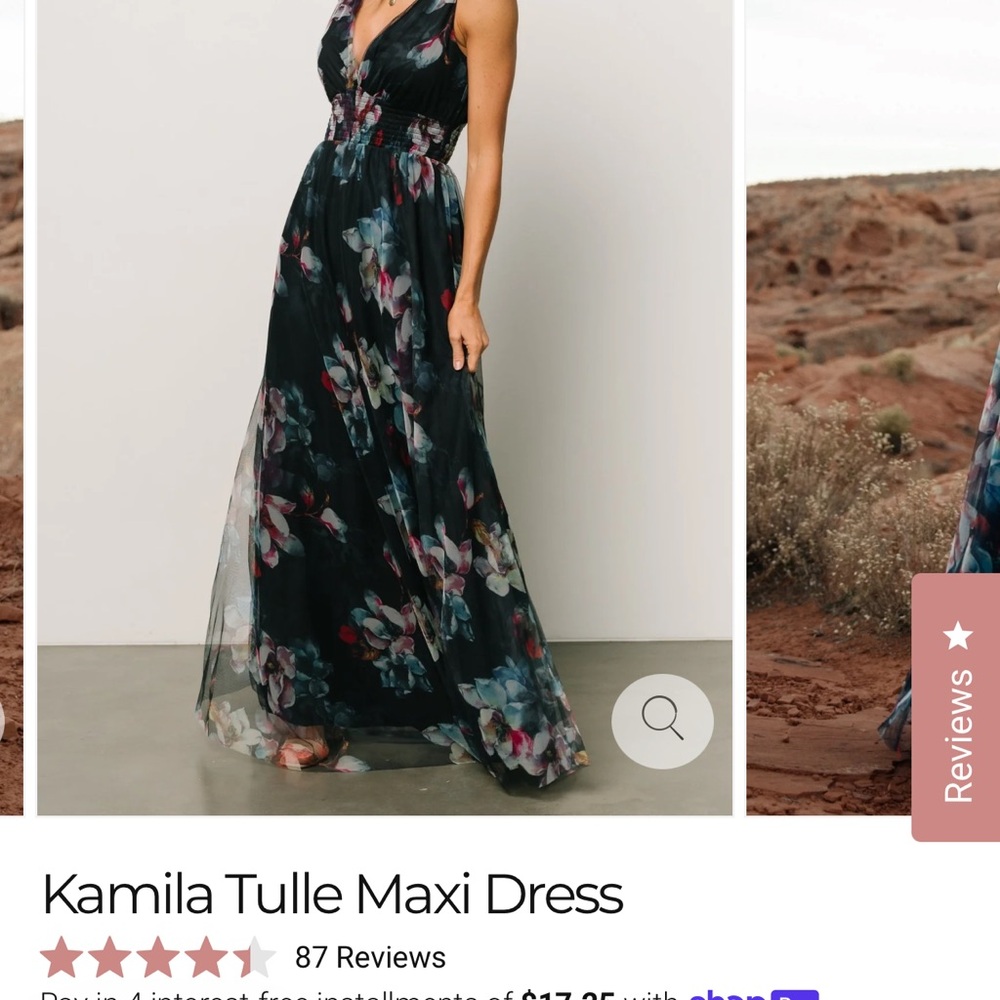 Tulle Maxi Dress - Black Floral
